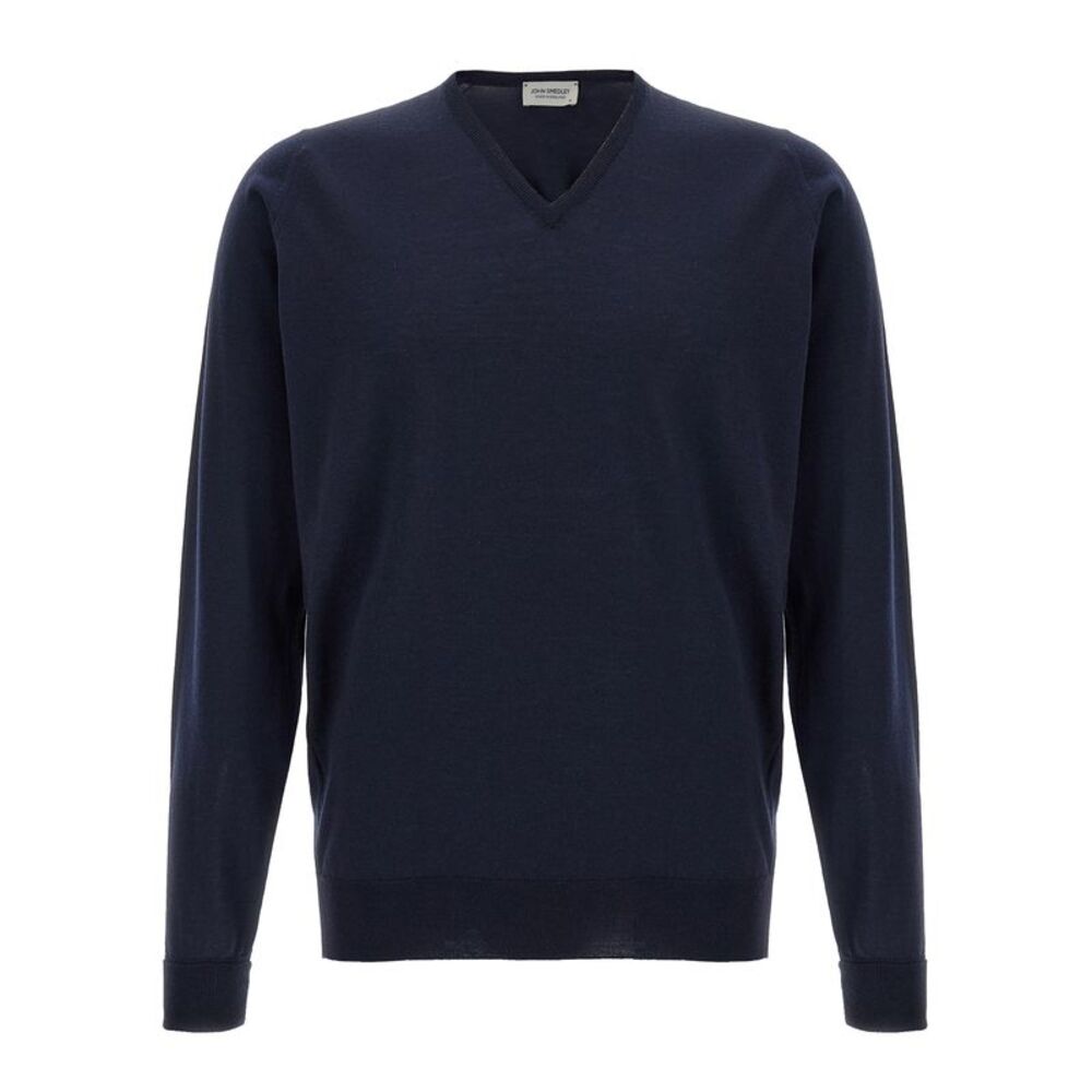 JOHN SMEDLEY Blue Merino Wool Men's Cardigan